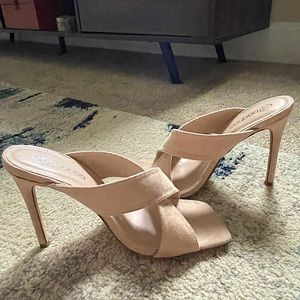 Boohoo Nude Suede Criss Cross Stiletto Sandal